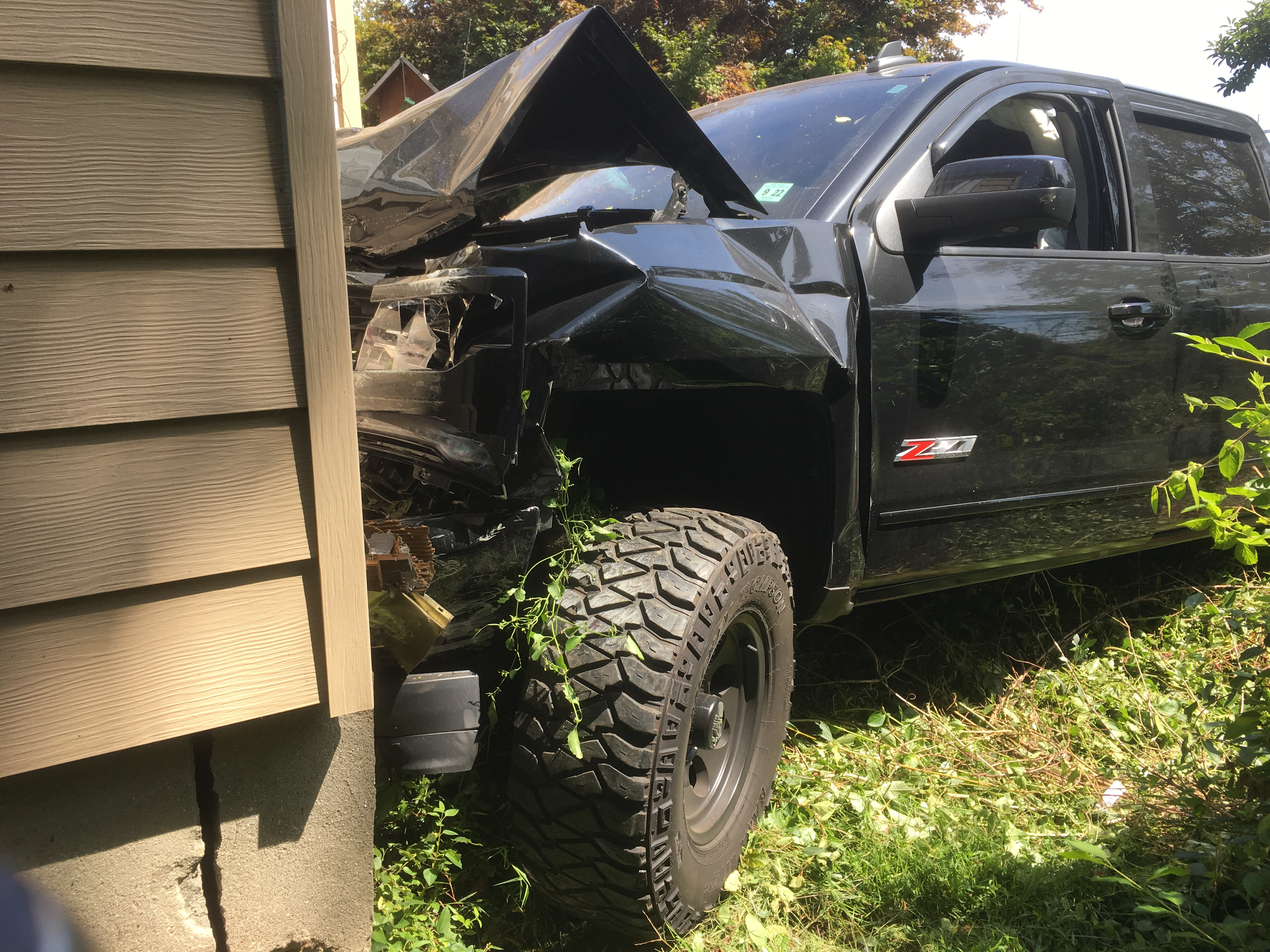 After the truck hit me, it ran into this house